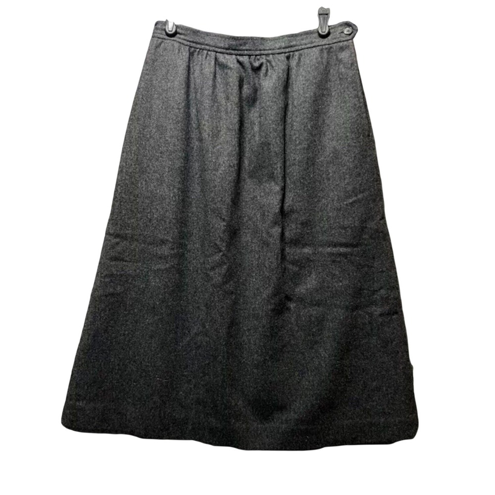 Vintage Evan Picone Gray 100% Wool A-Line‎ Midi Skirt Charcoal Heather Small 27W